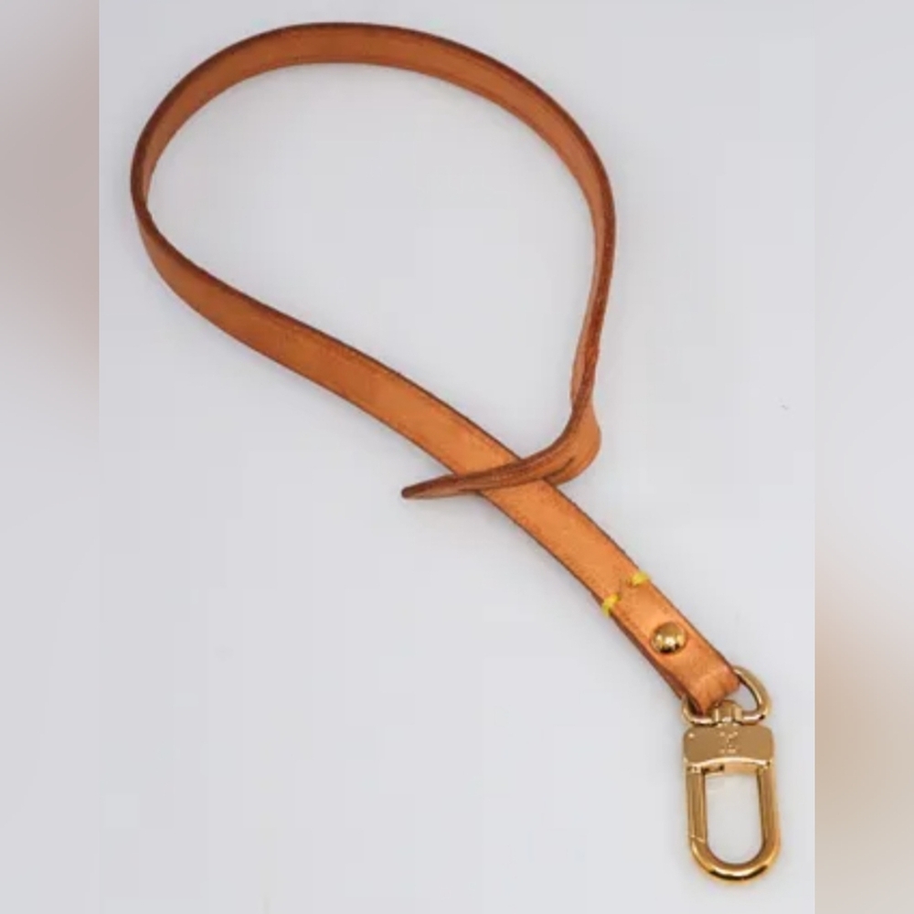 Authentic Louis Vuitton Vachetta Leather Pochette Strap Gold Tone Clasp